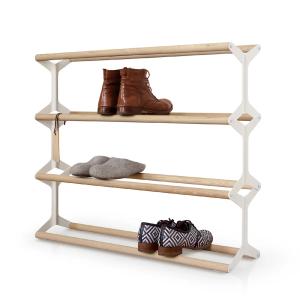 vonbox - Support à chaussures stixx 4gang, blanc / frêne