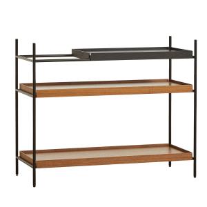 Woud - Tray Shelf bas, noyer / noir (configuration 2)