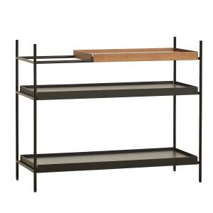 Woud - Tray Shelf bas, noyer / noir (configuration 3)