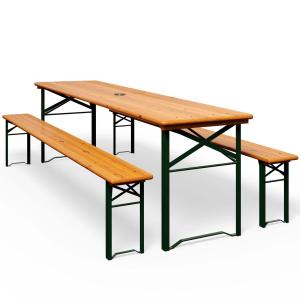 Ensemble table et bancs en bois 170cm pliable