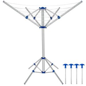 Séchoir à linge parapluie pliant 4 bras 4 pieds aluminium