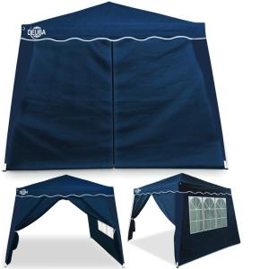 Tonnelle de jardin bleu 3x3m pliable avec fenêtres