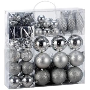 Lot de 103 boules de Noël argent pour décoration de sapin