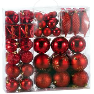 Lot de 103 boules de Noël rouge pour décoration de sapin