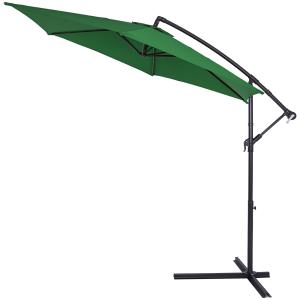 Parasol en aluminium vert Ø330 cm avec manivelle