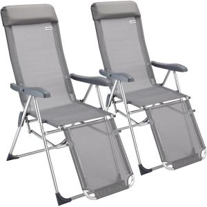 Set de 2 chaise à dossier haut en aluminium pliables