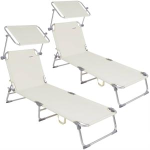 2x Transat de jardin Ibiza crème en aluminium réglable