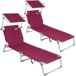 2x Transat de jardin Ibiza rouge en aluminium