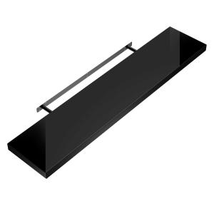 Etagère murale flottante 90cm max. 15kg noir brillant MDF s…