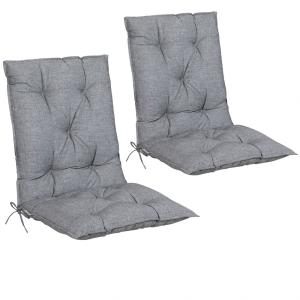 Set de 2 coussins gris chiné pour chaise avec dossier
