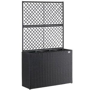 Jardinière en polyrotin Noir avec treillis