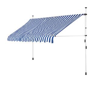 Auvent manuel jardin balcon bleu blanc 300cm