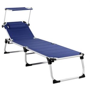 Transat de jardin Bari bleu 210 cm en aluminium