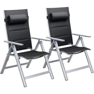 Set de 2 chaises en aluminium Bern Premium argent dossier h…