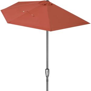 Demi-parasol terre cuite 2,7m avec manivelle pour balcon