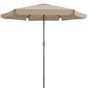 Parasol Ø 330cm taupe UV 50  en aluminium avec manivelle