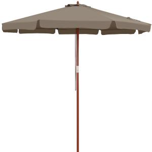 Parasol en bois taupe 330 cm protection UV 50 