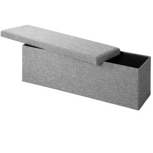 Coffre de rangement gris 115x38x38cm en MDF