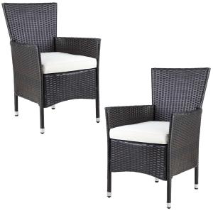 Set de 2 chaises de jardin en polyrotin Marron/Crème