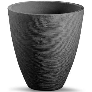 Pot de fleurs anthracite 40x42cm rond plastique Plantes