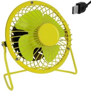 Mini ventilateur jaune/vert USB métal inclinable à 360°