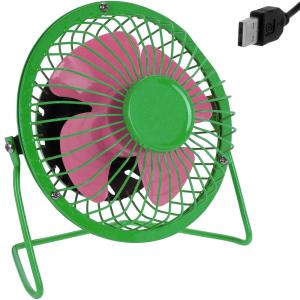 Mini ventilateur vert/rose à~ 13,5cm en métal