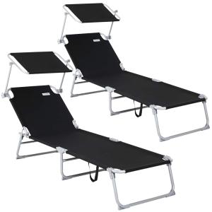 2x Transat de jardin Hawaii anthracite 195x60x30cm