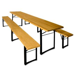 Table et bancs pliants en bois 220cm pour jardin