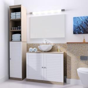 Set colonne de salle de bain et sous-lavabo brun et blanc