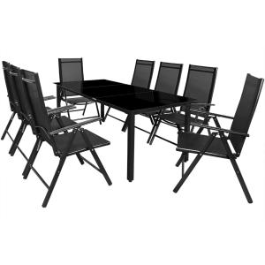 Table et chaises de jardin Bern noir anthracite 9pcs
