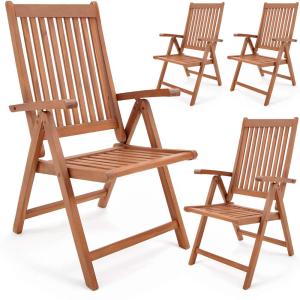 4x chaises de jardin Vanamo pliables en bois d'eucalyptus
