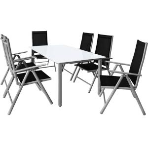Table et chaises de jardin Bern noir gris en alu 7pcs