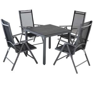 Table et chaises de jardin Bern anthracite en alu WPC 5pcs