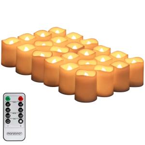 Set de 24 bougies LED en cire véritable avec télécommande