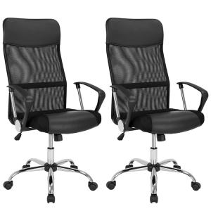 Lot de 2 Fauteuil chaise de bureau noire inclinable