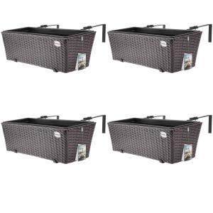 4x Jardinière 60x20x19cm brun jardin et balcon