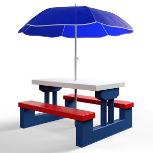 Salon de jardin pour enfants table et bancs avec parasol