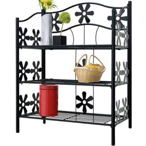 Étagère en métal 3 niveaux / étages - Décor fleur