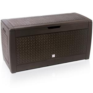 Coffre de jardin rangement marron 119cm x 48cm x 60cm