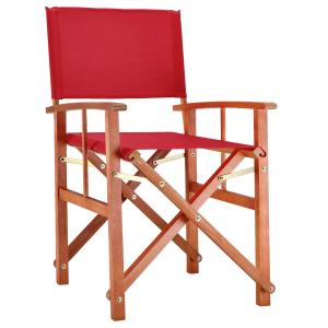 Chaise de directeur rouge en bois d'eucalyptus