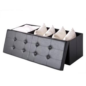 Coffre de rangement noir 115x38x38cm 131 L avec couvercle