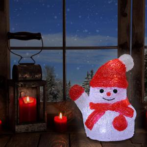 Figurine lumineuse Bonhomme de neige S LED acrylique