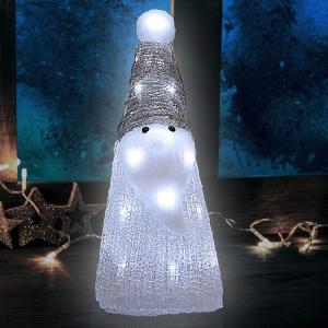 Figurine lumineuse Père Noël blanc LED acrylique