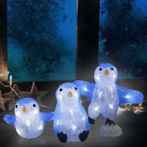 Figurines lumineuses LED acrylique Noël famille pingouin