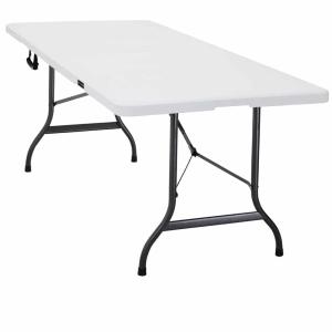 Table pliable blanche 220x70x72cm en plastique pour jardin