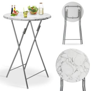 Mange-debout Ø60cm pliable en bois aspect marbre