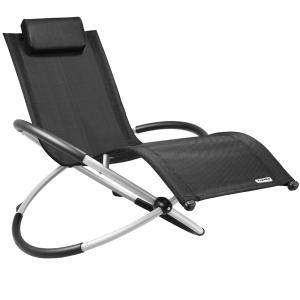 Chaise de relaxation Naple à bascule noire 170x75x82cm