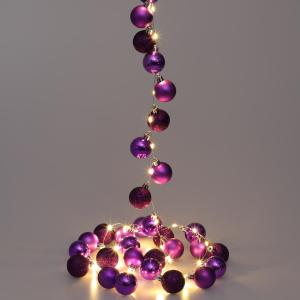 Guirlande lumineuse de Noël 2m boules LED lila