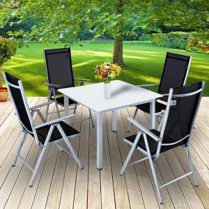 Table et chaises de jardin Bern argent en alu 5pcs