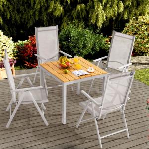 Table et chaises de jardin Bern crème en alu et composite